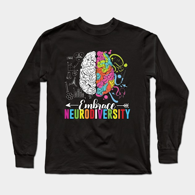 Embrace Neurodiversity Brain Long Sleeve T-Shirt by RiseInspired